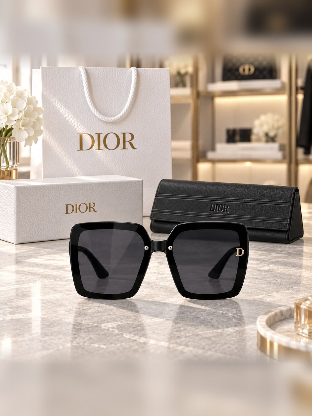 Dior Black Oversized Square Sunglasses